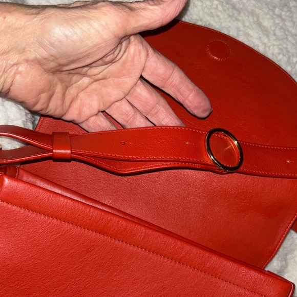 Cuyana Like New. Red Leather Crossbody Half Moon Bag - Picture 3 of 8